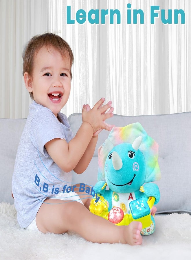 Holaxander Baby Dino Musical Stuffed Animals Toy with Light-Up Music & Crinkle Sound Paper,Infant Bilingual Early Learning Education Toys,Tummy Time Toys for 0-3-6-12+ Months Boy Girl - Image 3